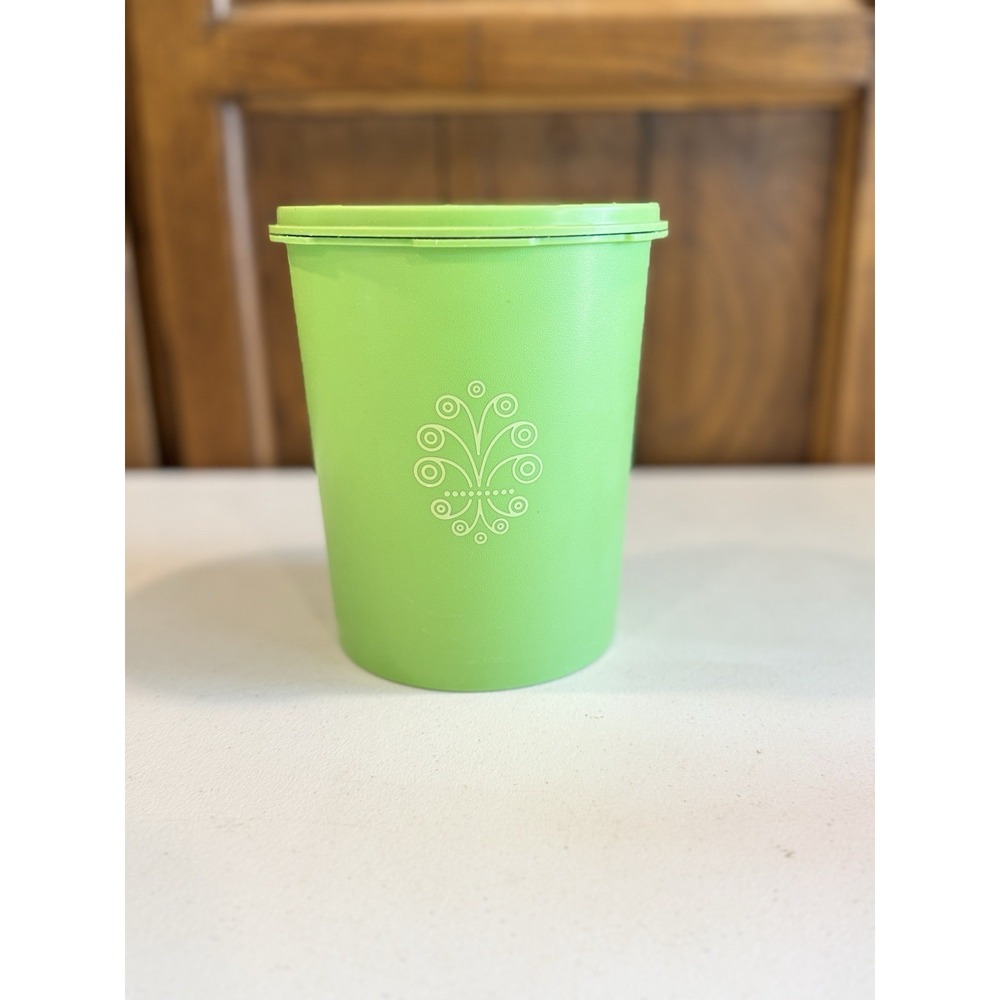 VTG Tupperware Servalier Canister Set Green Apple Nesting 70s (4) Sunburst Lids - Picture 8 of 16